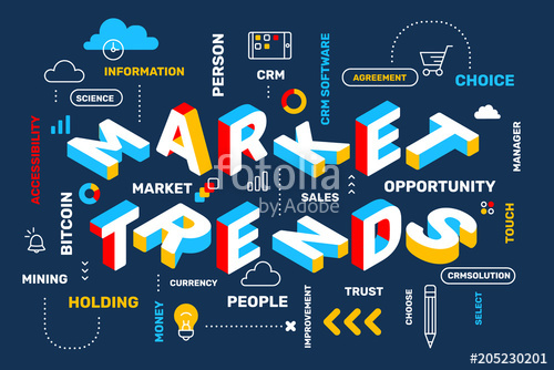 500x334 Market Trends Concept On Dark Color Background With Icon, Keyword