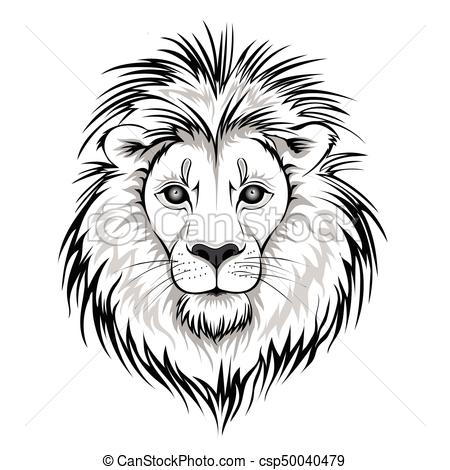 450x470 Lion Head Logo. Vector Illustration, Isolated On White Background