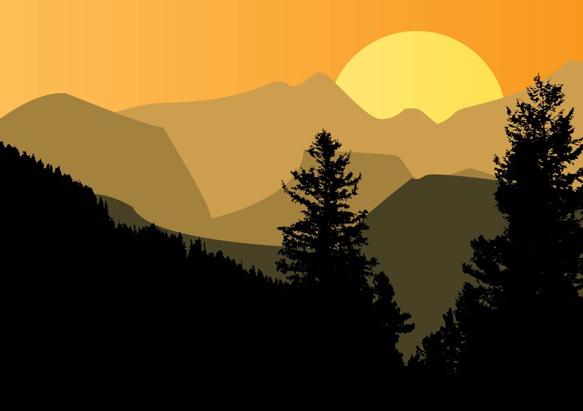 850x600 Mountain Sunset Vector Art Amp Graphics