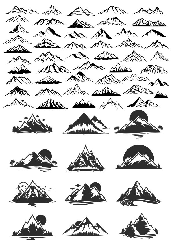 595x842 Mountain Vector Art Set Free Vector Download