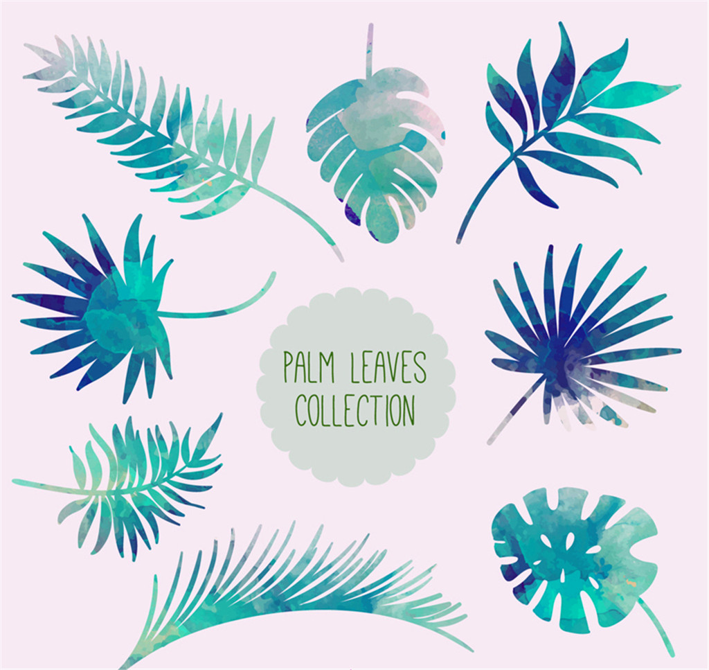 1024x967 8 Watercolor Painted Palm Leaves Vector Free Download Ai Files