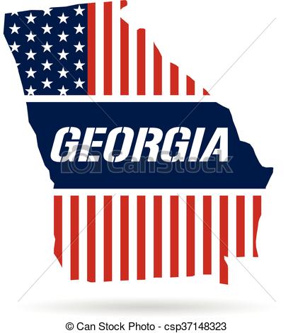 414x470 Georgia Patriotic Map. Vector Graphic Design Illustration.