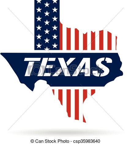 428x470 Texas Patriotic Map. Vector Graphic Design Illustration.