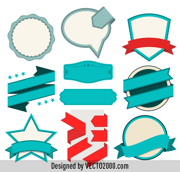 600x575 Vintage Badges, Labels And Ribbons Free Vector
