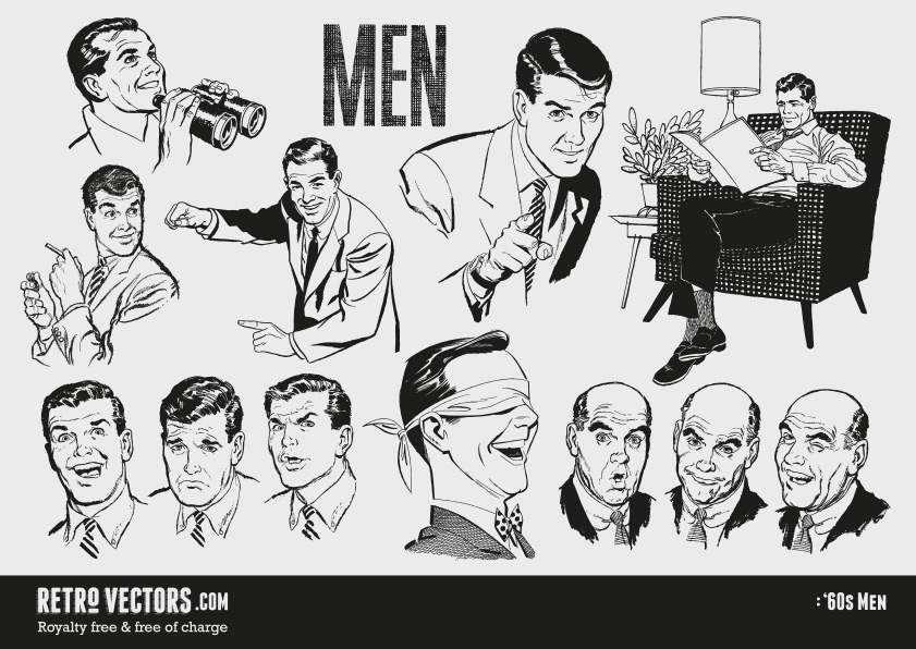841x596 1960s Men Vintage Vectors Vintage Clip Art Retro Clip Art