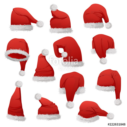 500x500 Red Santa Hats Vector Illustration Isolated On White Background