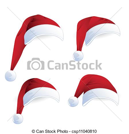 450x470 Vector Santa Hats. Vector Illustration Of Red Santa Hats.