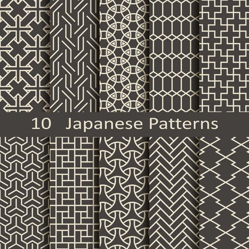 500x500 Vector Japanese Style Seamless Patterns