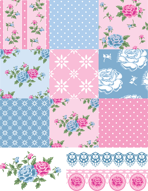 500x647 Vector Set Of Floral Seamless Pattern 01 Free Download