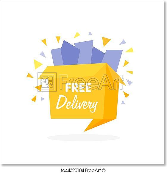 561x581 Free Art Print Of Vector Box With Free Shipping Icon. Vector Box