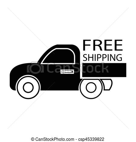 450x470 Simple Flat Black Free Shipping Car Icon Vector.