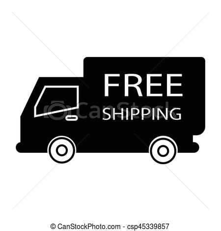 450x470 Simple Flat Black Free Shipping Truck Box Icon Vector.