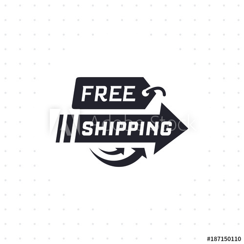 500x500 Free Shipping In Black Color. Delivery Label For Online Shopping