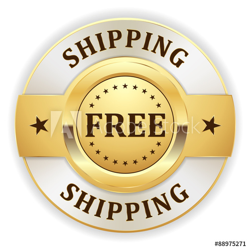 500x500 Gold Round Free Shipping Vector Badge On White Background