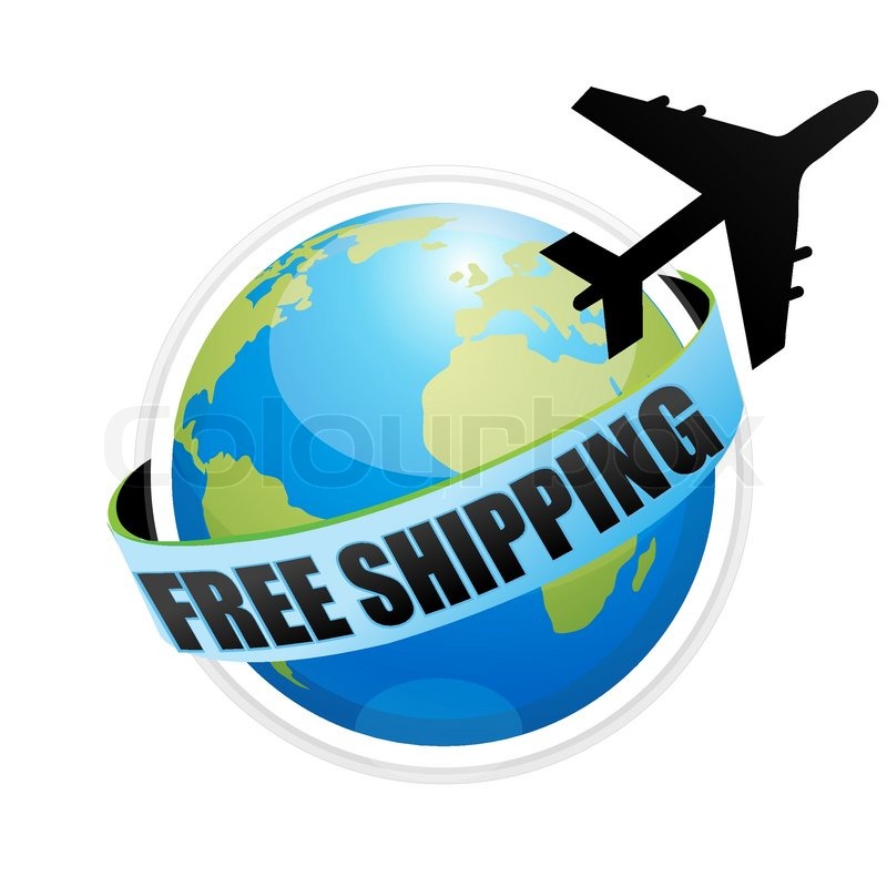 800x800 Illustration Of Free Shipping With Aeroplane Around The Globe