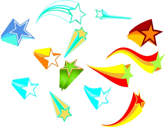 626x481 Colorful Shooting Stars Set Vector Free Download