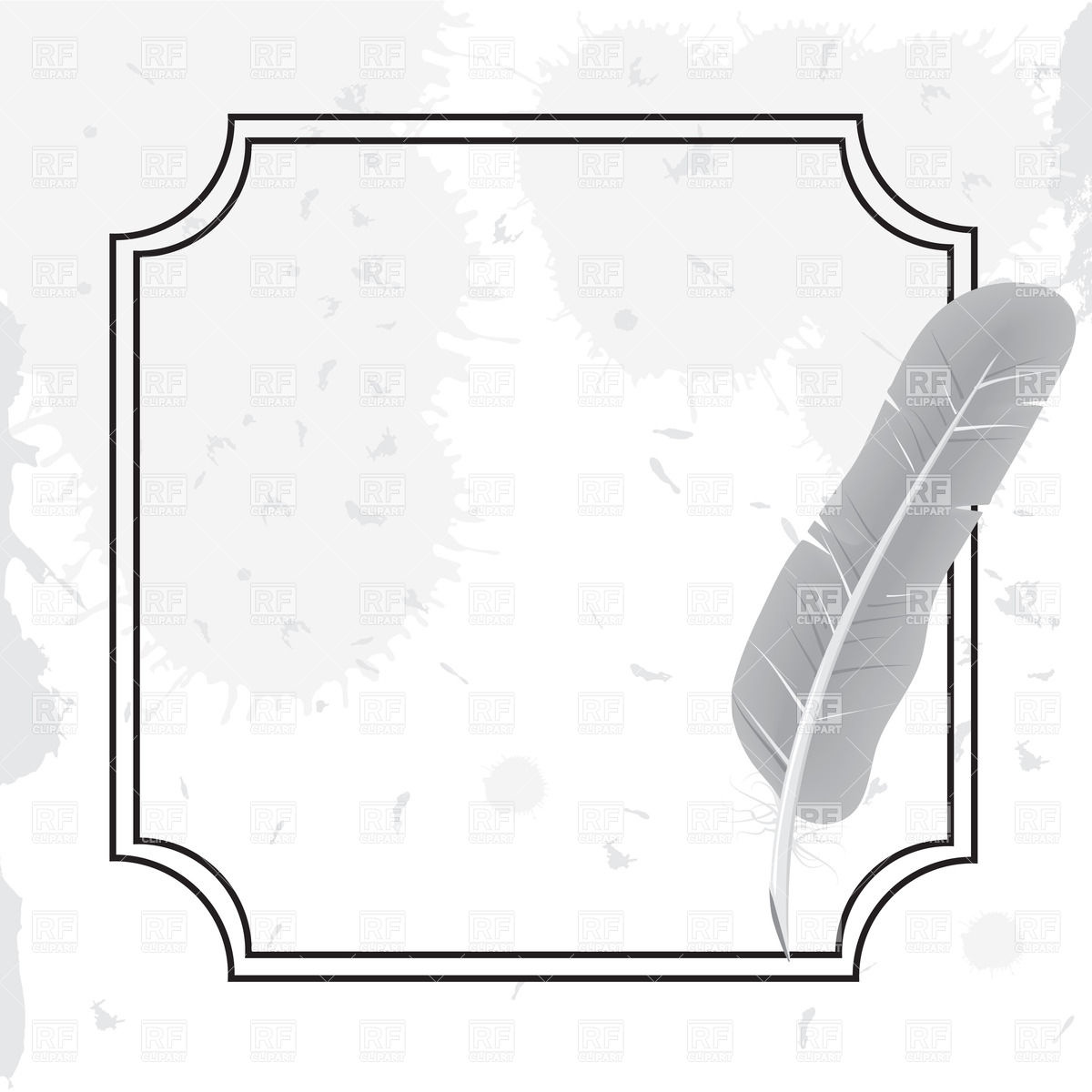 1200x1200 Simple Square Frame With Feather And Blot Vector Image Vector