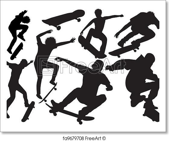560x470 Free Art Print Of Collection Of Skateboard Vector. Set Of