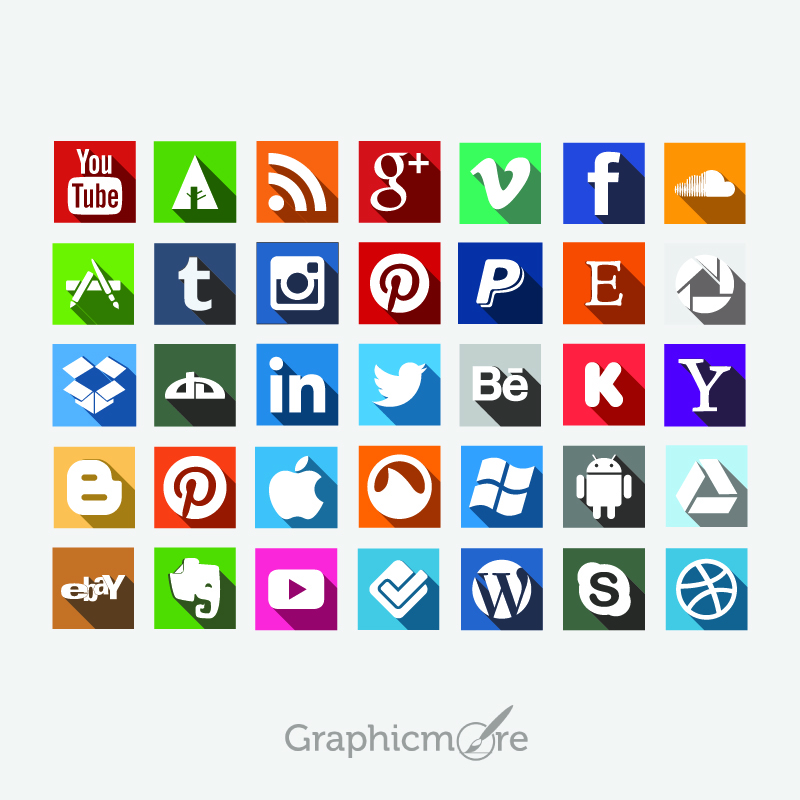 800x800 35 Social Media Icons Set Design Free Vector File