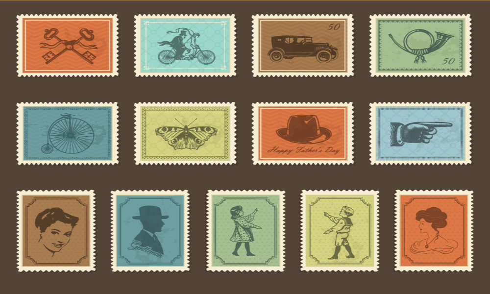 1000x600 Free Retro Stamp Vector Icons