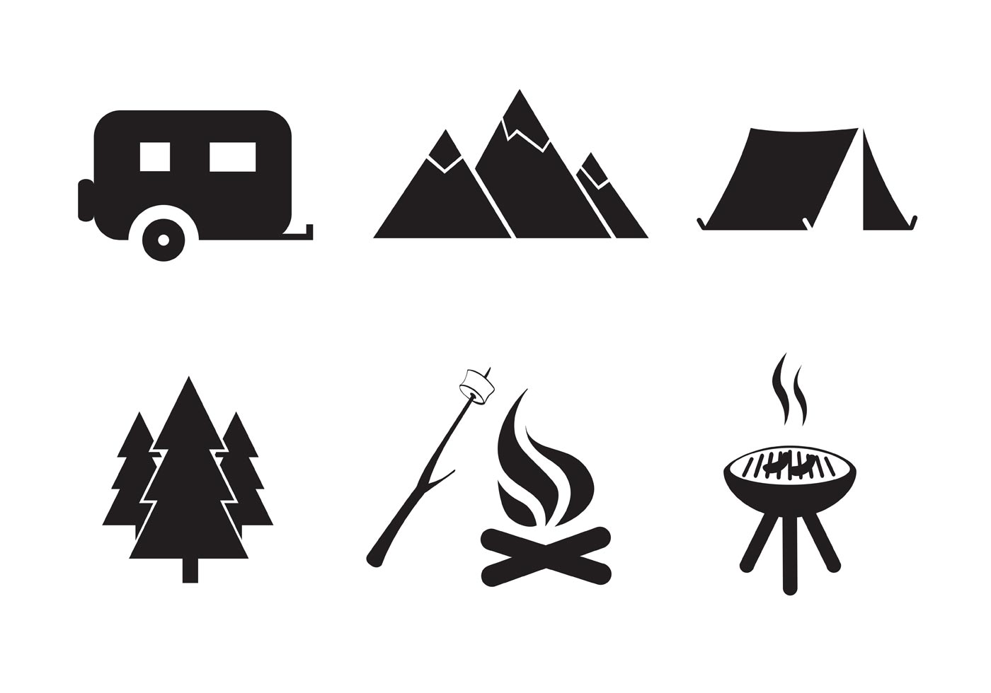 1400x980 Vector Free Camping Icon Set