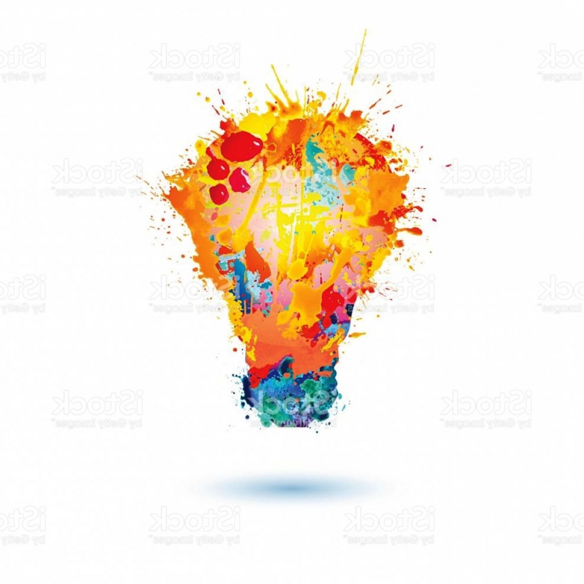 1191x1191 Light Bulb Paint Idea Light Lamp Icon Splash Paint Royalty Free