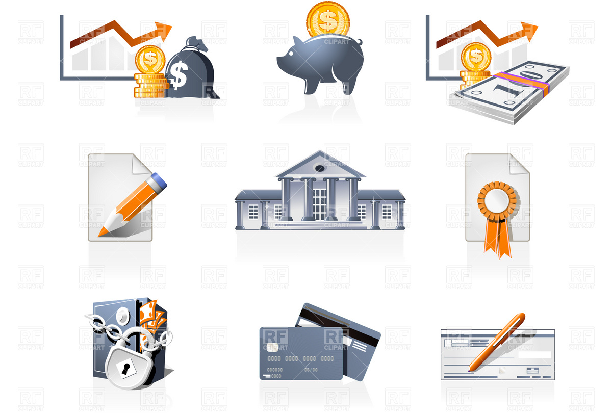 1200x814 Bank, Finances And Stock Market Icons Vector Image Vector