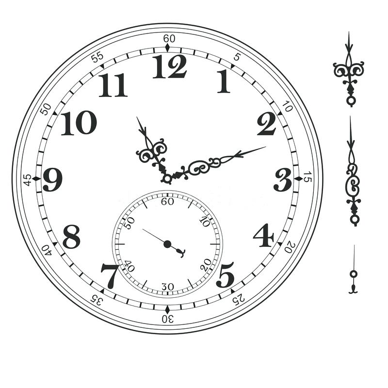 800x800 Free Clock Face Template With Minutes Download Old Elegant