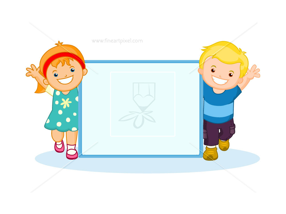 1000x750 Kids With Banner Royalty Free Stock Vector Free Vectors