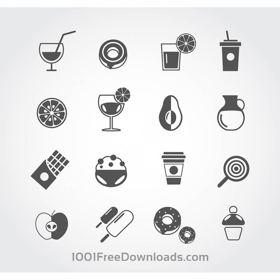 900x900 Free Vectors Food Free Vector Mono Color Set. Icons For Design