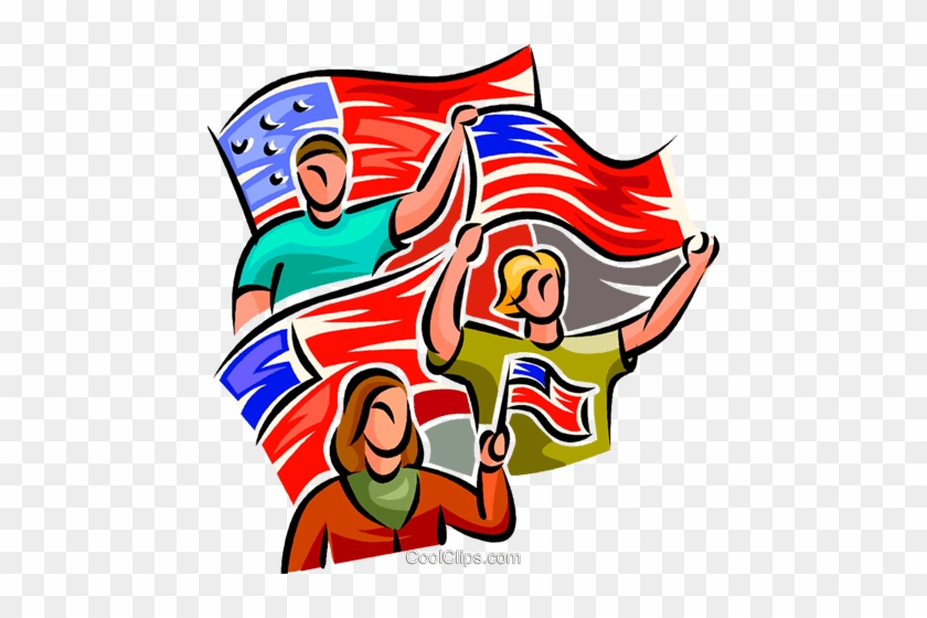 840x560 People Waving American Flags Royalty Free Vector Clip