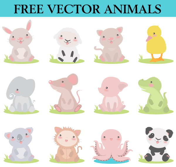 600x570 Free Cute Cartoon Animals Vector Images 123freevectors