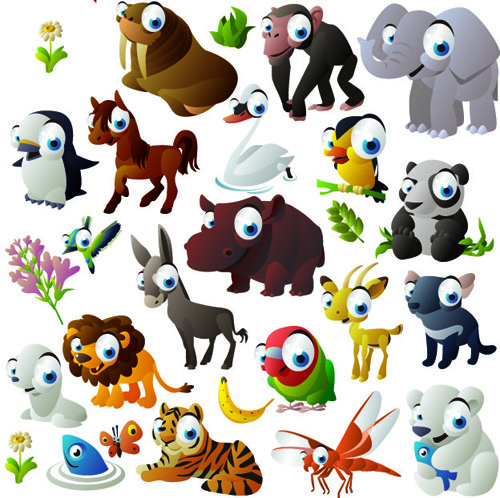 500x498 Vivid Cartoon Animals Vector Material 04 Free Download