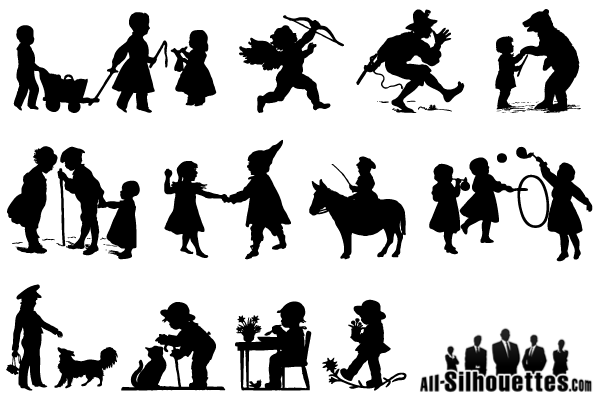 600x400 Children Playing Silhouettes Vector Free Free Vectors