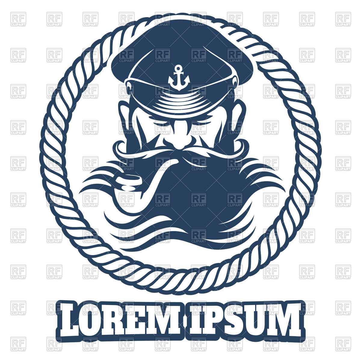 1200x1200 Captain Logo, Fisherman With Pipe Emblem Vector Image Vector