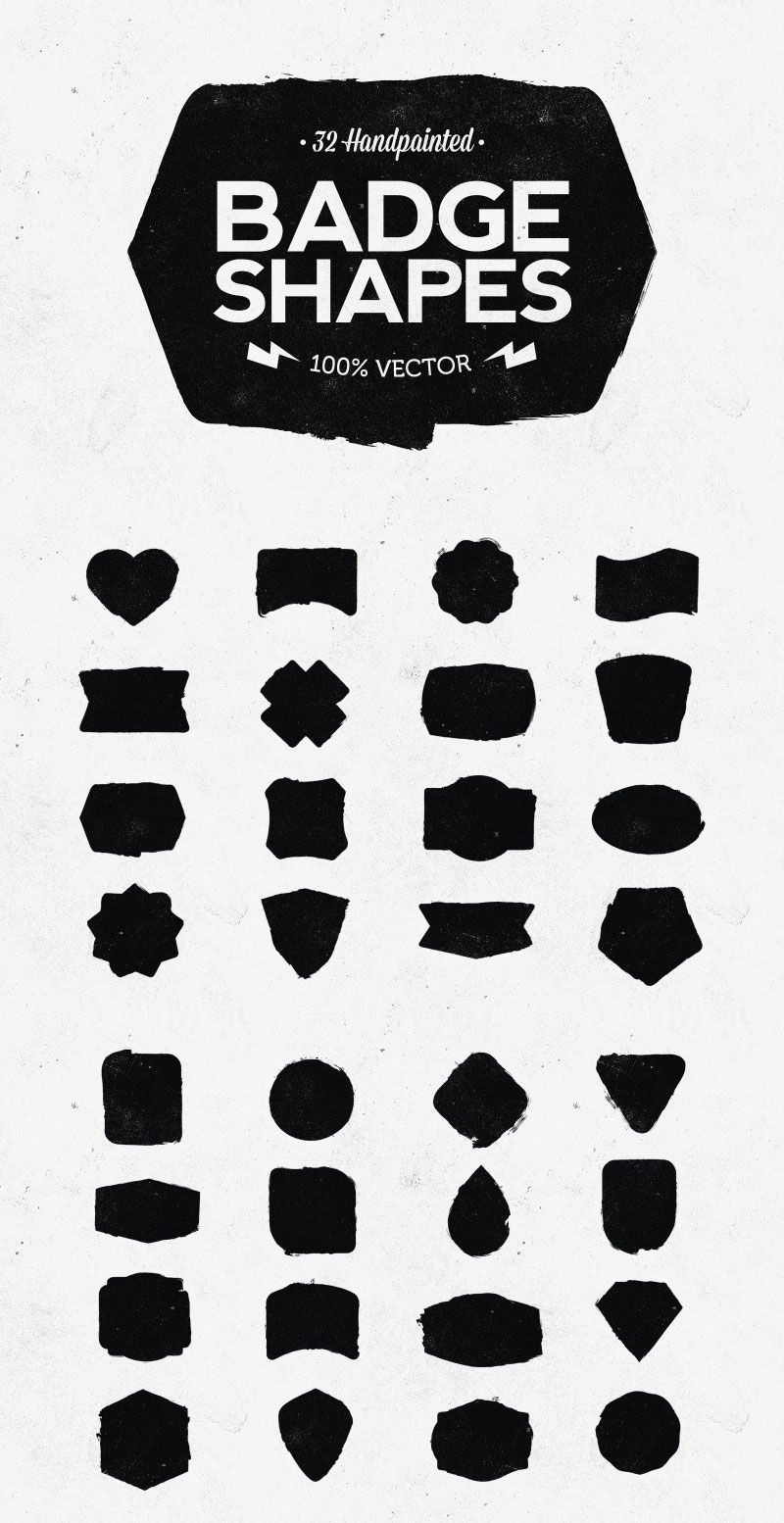 800x1554 Hand Painted Vector Badge Shapes Design Freebies