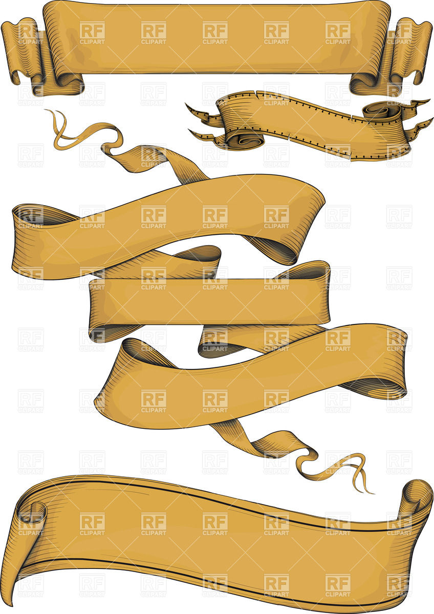 848x1200 Ribbon Banners Engraving Style Vector Image Vector Artwork Of