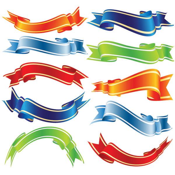600x600 Banner Vector Variety Of Ribbons Ribbons Free Vector 4vector