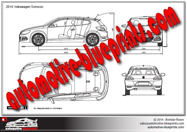 644x455 Vw Scirocco Free Vector Blueprint