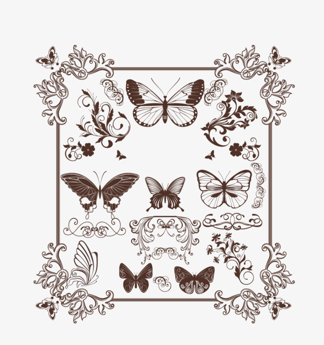 650x693 Vector Butterfly Border, Frame, Vector Border, Butterfly Png And