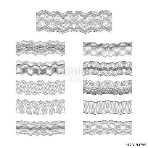 500x500 Guilloche Vector Borders Set Engraving Money Pattern Texture