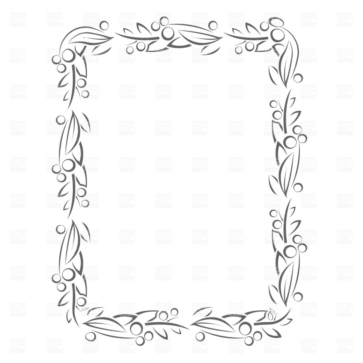 1200x1200 Floral Frame With Leaves And Berries Vector Image Vector Artwork
