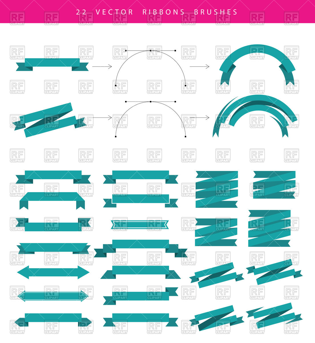 1103x1200 Set Of Brushes For Ribbon Banners Vector Image Vector Artwork Of