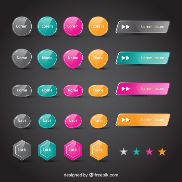 626x626 Colorful Web Buttons Vector Free Download