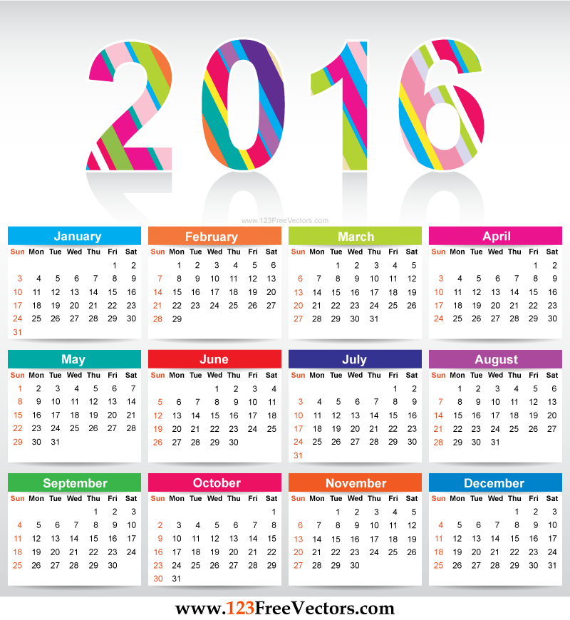 800x870 2016 Calendar Template Vectors Download Free Vector Art