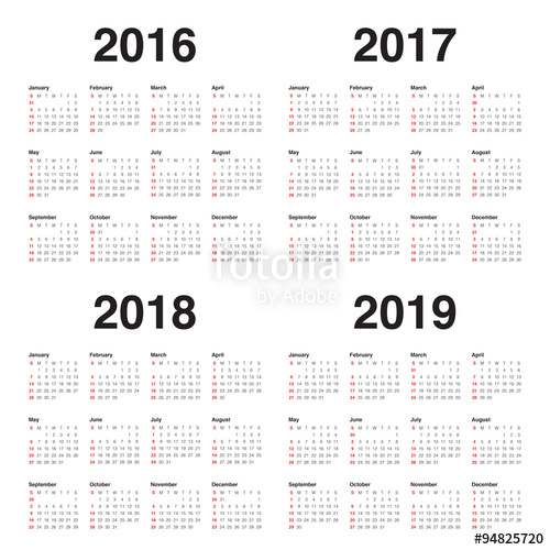 500x500 Calendar 2016 2017 2018 2019 Stock Image And Royalty Free Vector