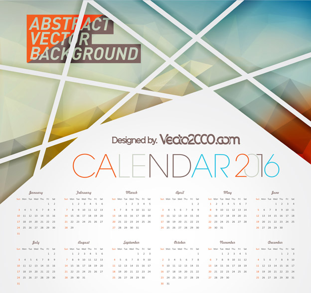 624x589 Calendar 2016 Free Vector For Free Download