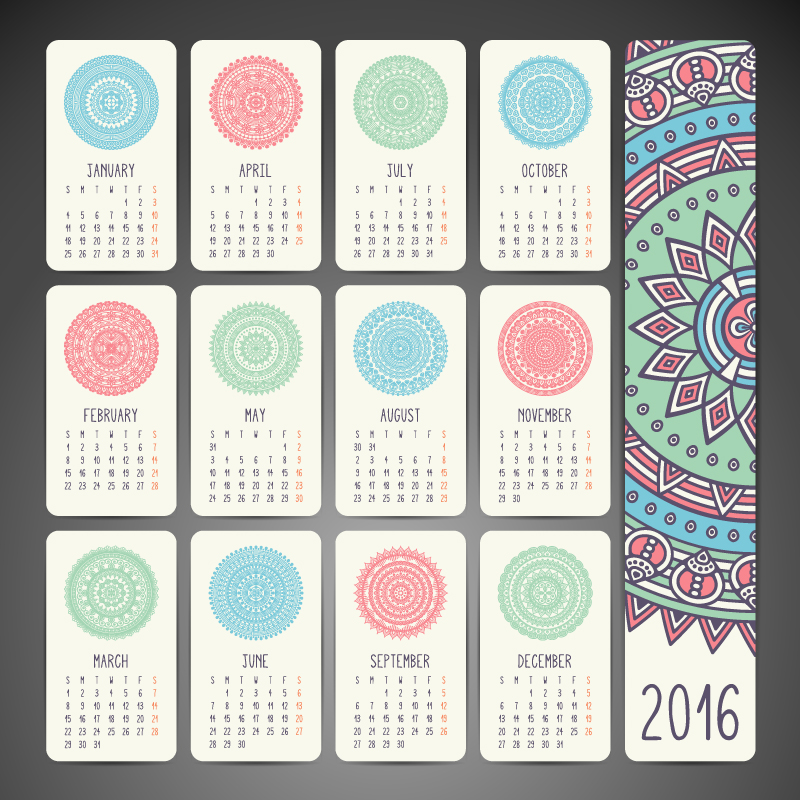 800x800 Calendar 2016 Pattern Vector Free Vector Graphic Download