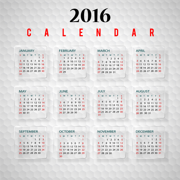 600x600 Calendar 2016 Template Free Vector In Adobe Illustrator Ai ( .ai