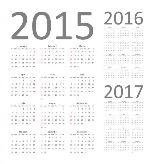 624x657 Download Free Vector Graphics Calendar 2015, 2016 And 2017. Fully